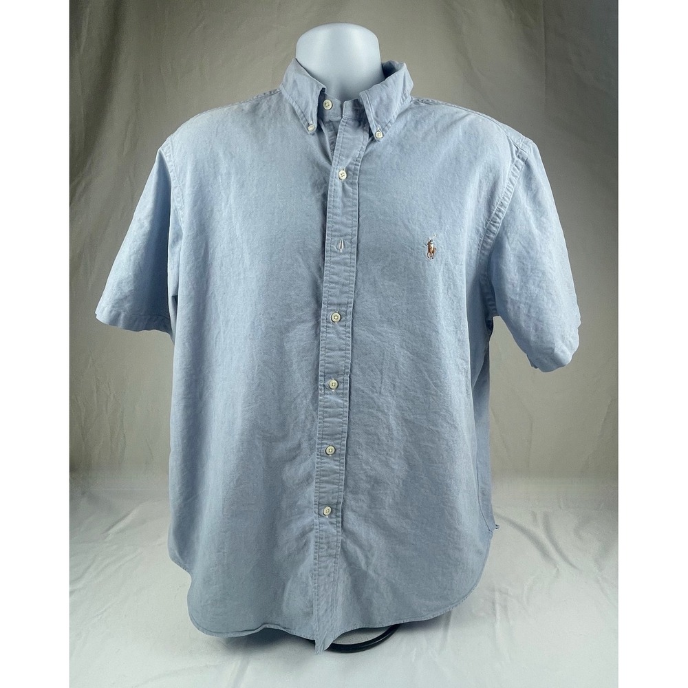 Polo Ralph Lauren Mens XL Blue Oxford Short Sleeve Button Down Shirt Classic Fit